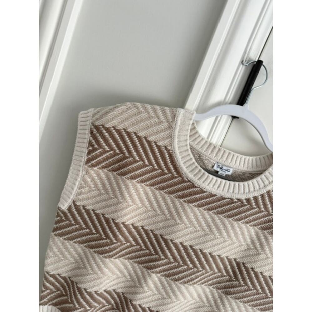 Splendid NWOT Mary Kate Sweater Chevron Short Sleeve Small Neutral Tones - Picture 3 of 8